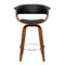 Set of 4 - Swivel Leather Bar Stool - Wood and Black