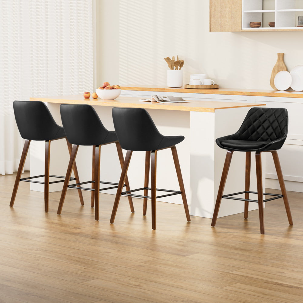 Nova 4x Bar Stools PU Seat Wooden