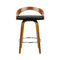 Set of 2 - Walnut Wood Bar Stools - Black and Brown