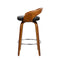 Set of 2 - Walnut Wood Bar Stools - Black and Brown