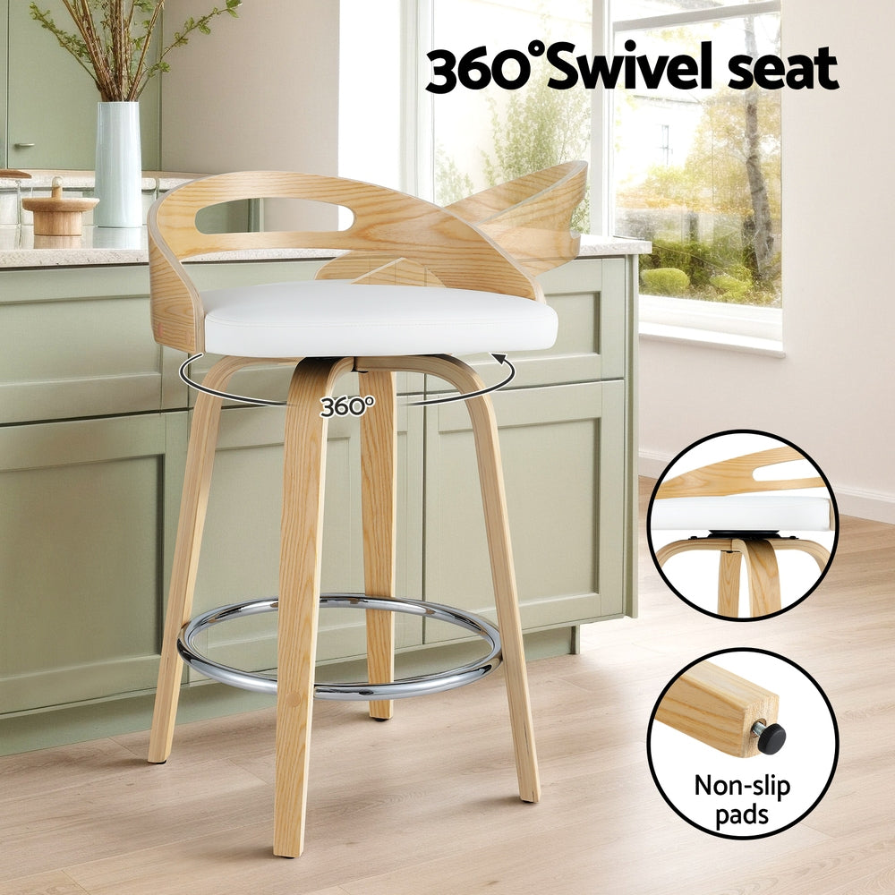 Ashford Swivel Bar Stools – White – Set of 2