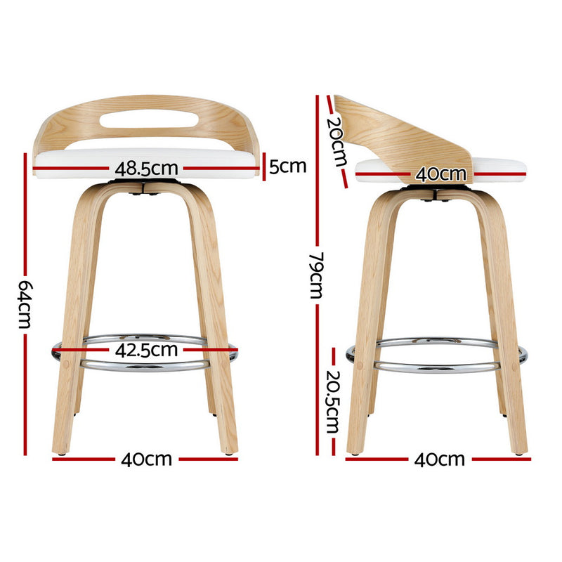 4 x Swivel Bar Stools – Low Back PU Seat