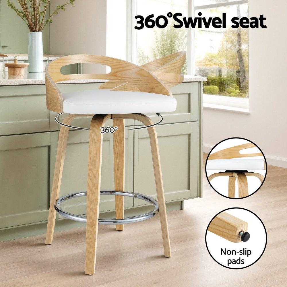 Tavern Swivel Bar Stools – White – Set of 4
