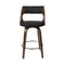 Set of 2 - Wood & Leather Bar Stools - Black and Wood