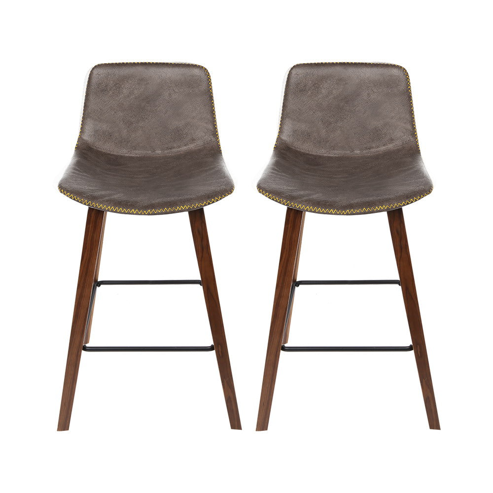 Brennan Leather Bar Stools – Brown – Set of 2