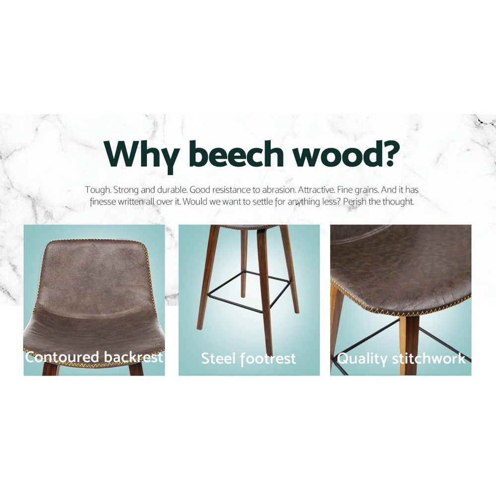 Brennan Leather Bar Stools – Brown – Set of 2