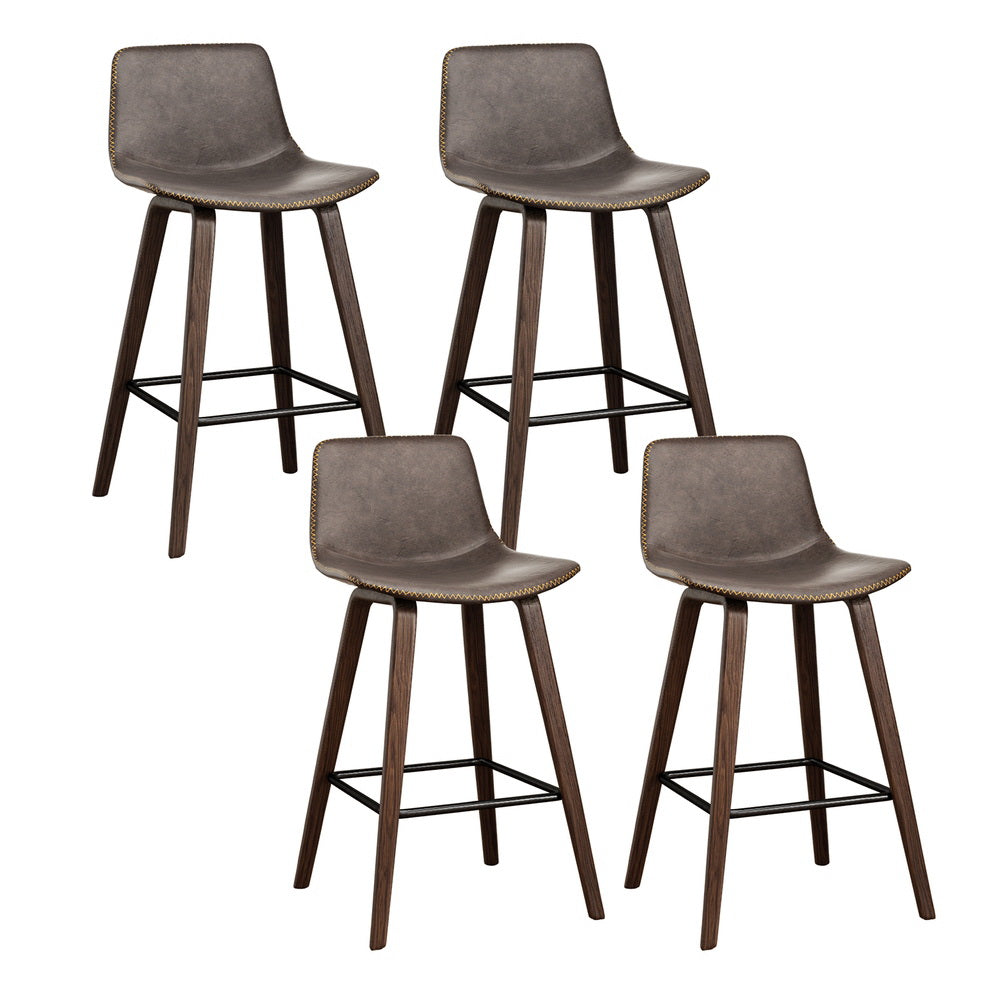 Nova 4x Bar Stools Vintage Leather Wooden