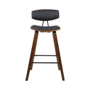 Set of 2 - Leather Circular Footrest Bar Stools - Black