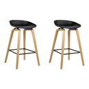 Artiss Set of 2 Wooden Square Footrest Bar Stools - Black