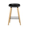 Set of 2 - Wooden Square Footrest Bar Stools - Black