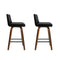 Set of 2 - Leather Padded Wooden Bar Stools - Espresso