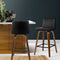 Set of 2 - Leather Padded Wooden Bar Stools - Espresso