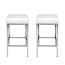 Artiss 2x Bar Stools Leather Padded Metal White