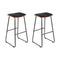 Artiss Set of 2 Backless PU Leather Bar Stools - Black and Wood