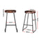 Set of 2 - Backless Elm Wood Bar Stools - 75cm - Black