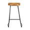 Set of 2 - Elm Wood Backless Bar Stools - 75cm - Black and Light Natural