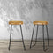 Set of 2 - Elm Wood Backless Bar Stools - 75cm - Black and Light Natural