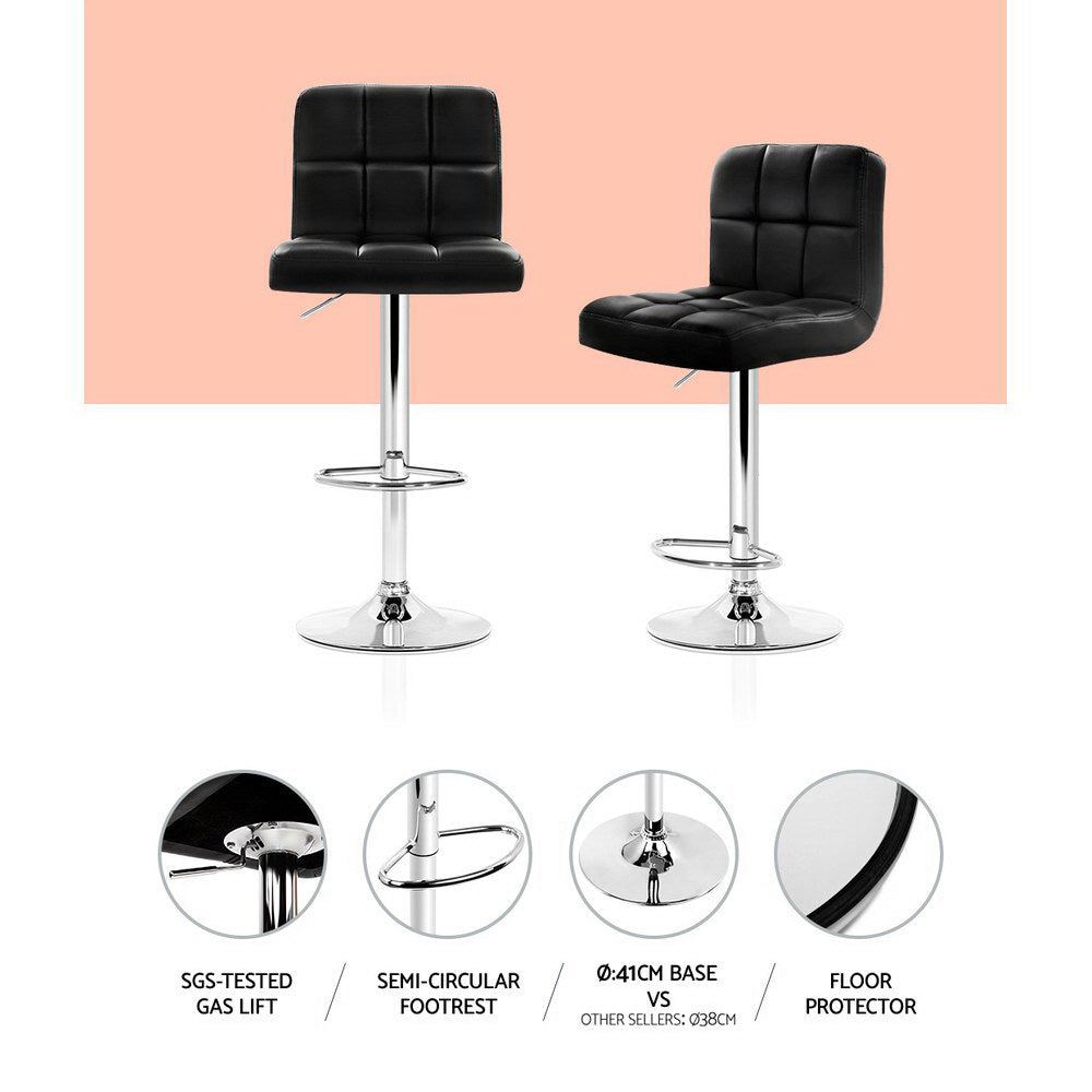 Metro Leather Gas Lift Bar Stools – Black – Set of 2