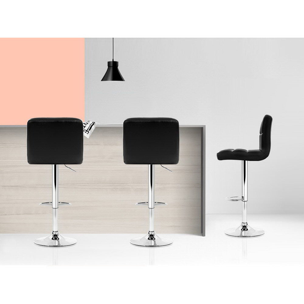 Metro Leather Gas Lift Bar Stools – Black – Set of 2