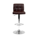 Set of 2 - Leather Gas Lift Bar Stools - Chocolate & Brown