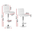 4 x Leather Bar Stools – Gas Lift Base, White Finish