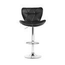 Set of 4 - Leather Patterned Bar Stools - Black and Chrome