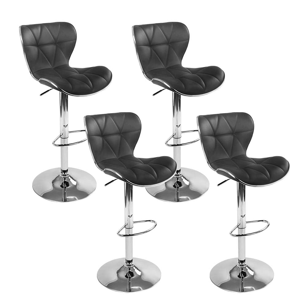 Linden 4x Bar Stools Gas Lift Leather Seat Black