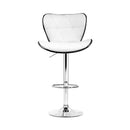 Set of 4 - Leather Patterned Bar Stools - White and Chrome