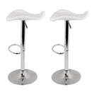 Set of 2 - Leather Gas Lift Bar Stools - White & Chrome