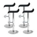 Set of 4 - Leather Wave Style Bar Stools - Black