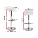 Set of 2 - Leather Wave Style Bar Stools - White