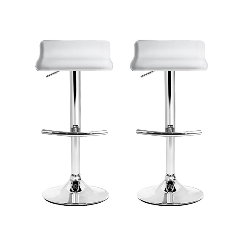 Set of 2 - Leather Wave Style Bar Stools - White