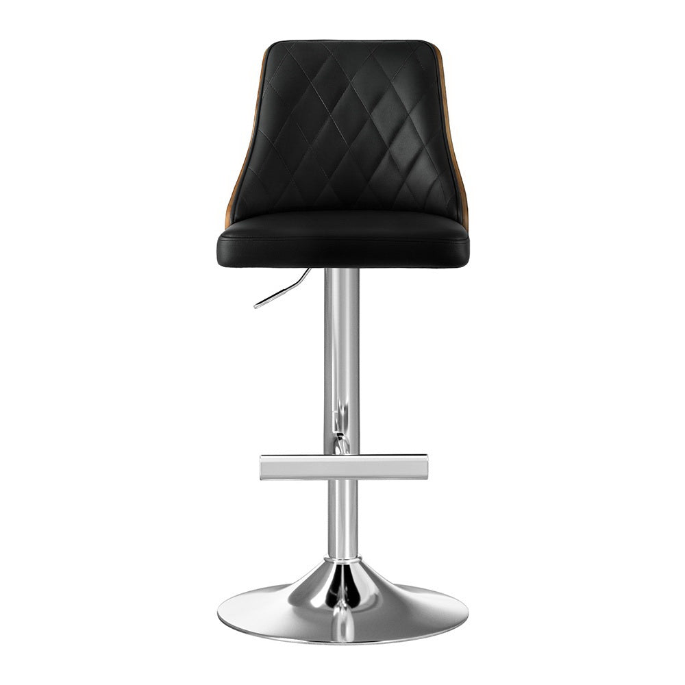 Atlas Wood Swivel Adjustable Bar Stools – Black – Set of 4