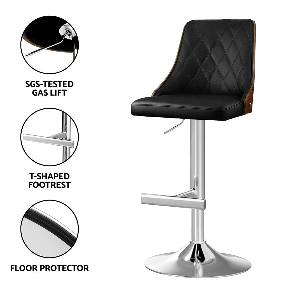 Atlas Wood Swivel Adjustable Bar Stools – Black – Set of 4