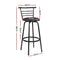 Set of 2 - Leather Bar Stools - Black and Steel