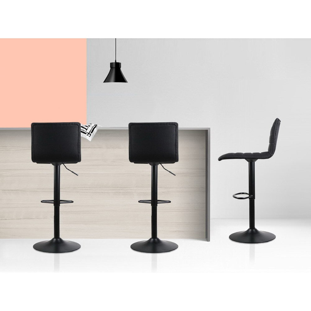 Marston Fabric Bar Stools – Black – Set of 2