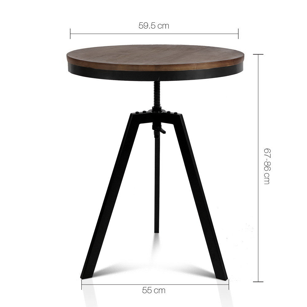 Ferrum Height Adjustable Bar Table – Brown / Wood – Standard