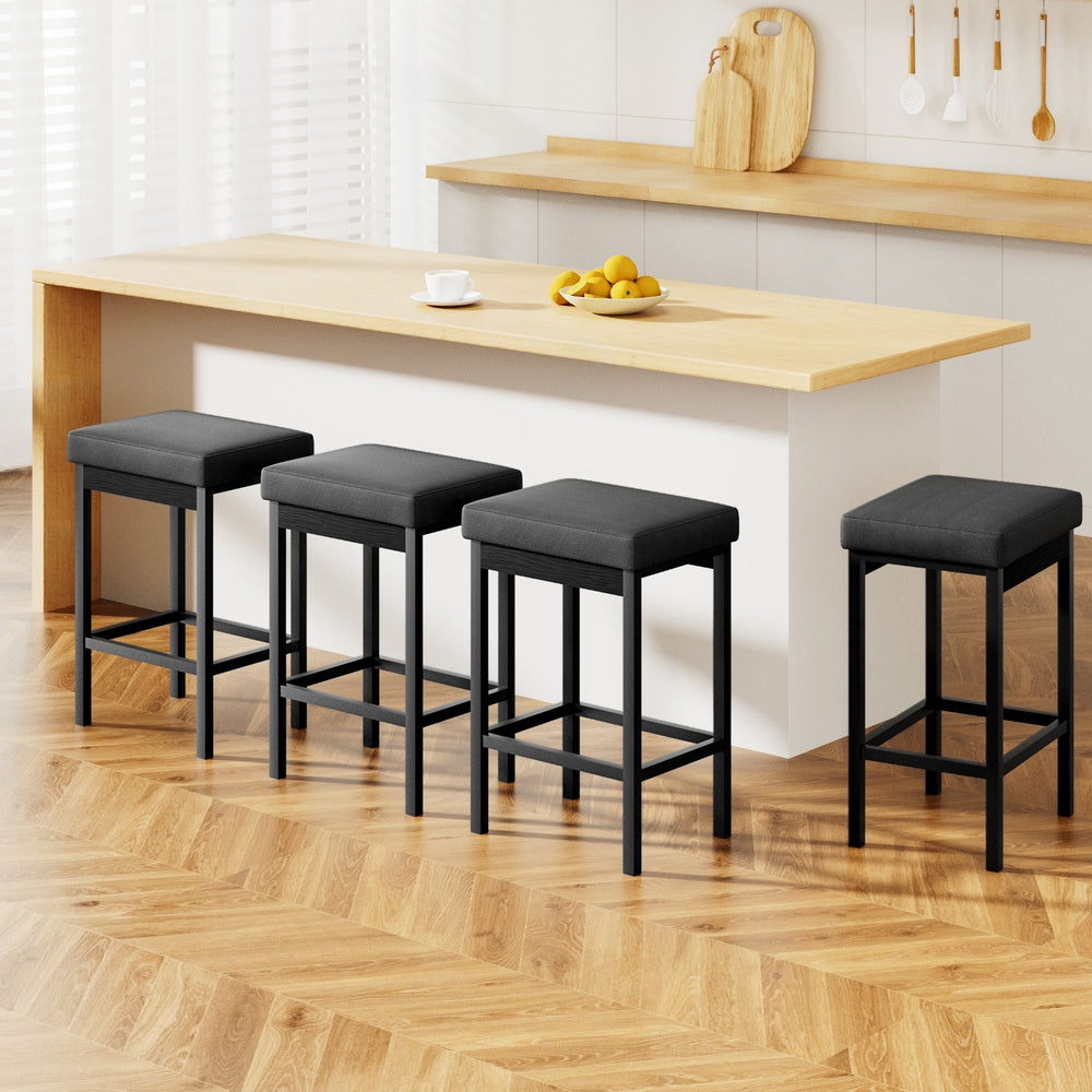 Haven A Set of 4 Metal Bar Stools PU Seat Dining Counter Chairs