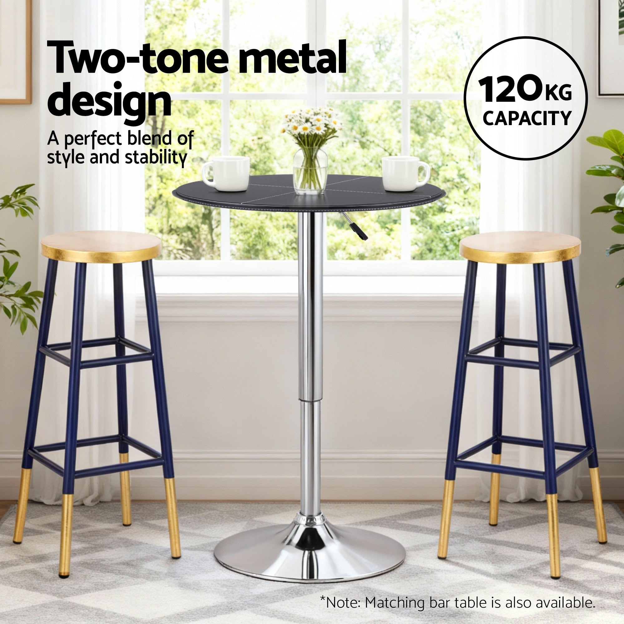 Kellan Bar Stool – Navy & Gold
