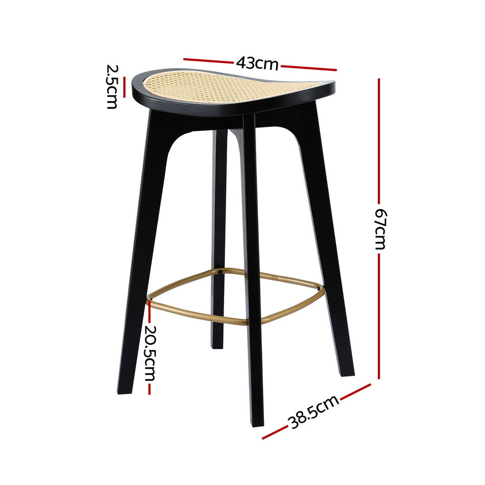 Rowan Rattan Saddle Bar Stools – Black – Set of 2