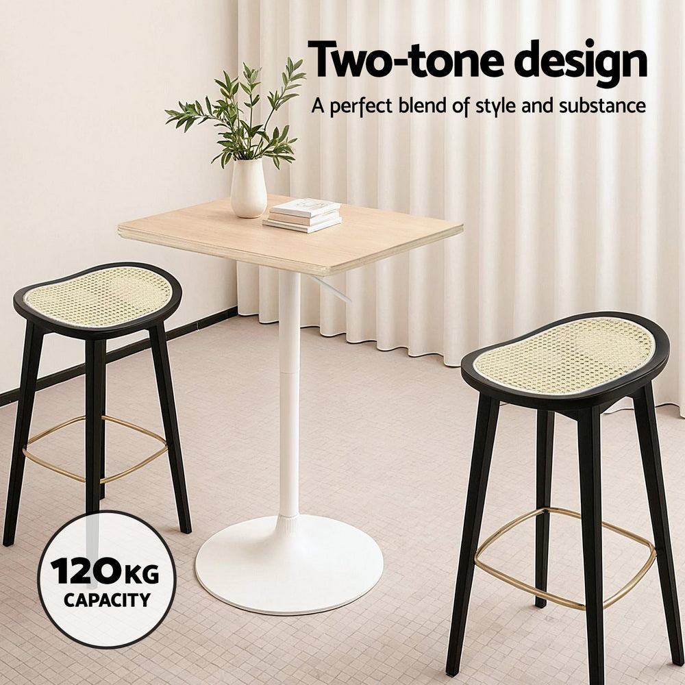 Rowan Rattan Saddle Bar Stools – Black – Set of 2