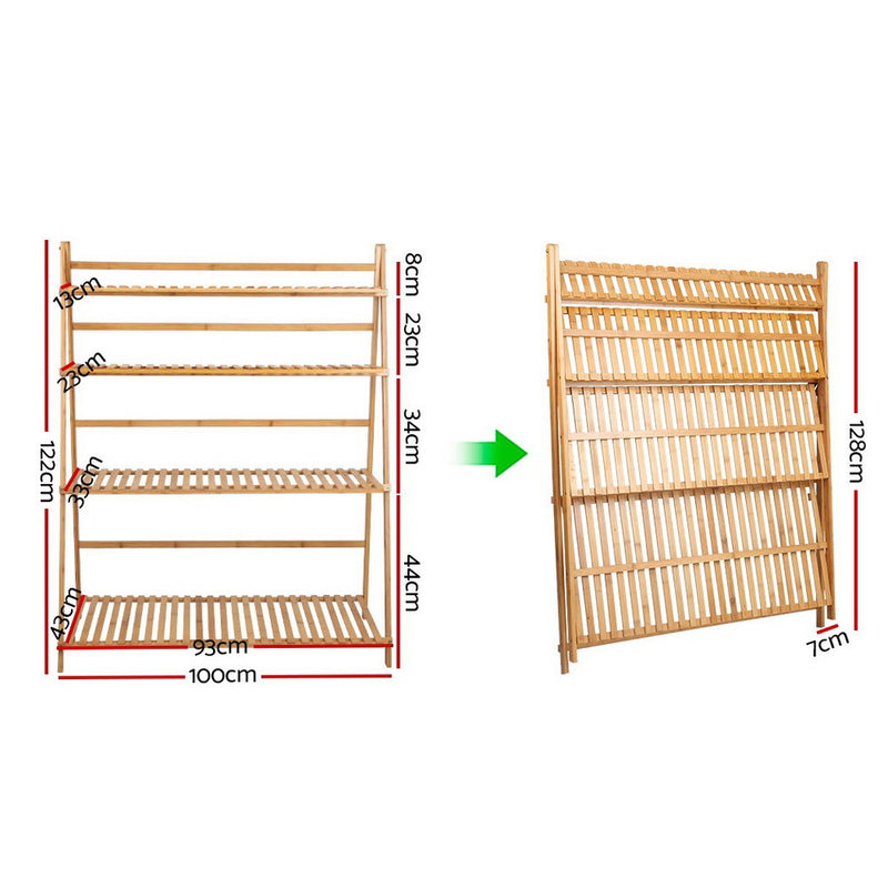 4 Tier Bamboo Slat Shelf - Pine