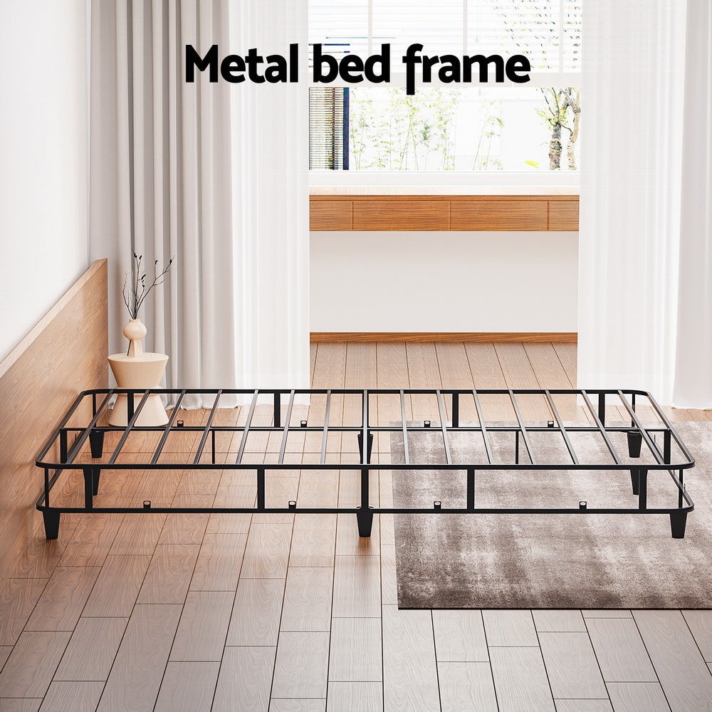 Elora Upholstered Metal Bed Frame – Grey – Double