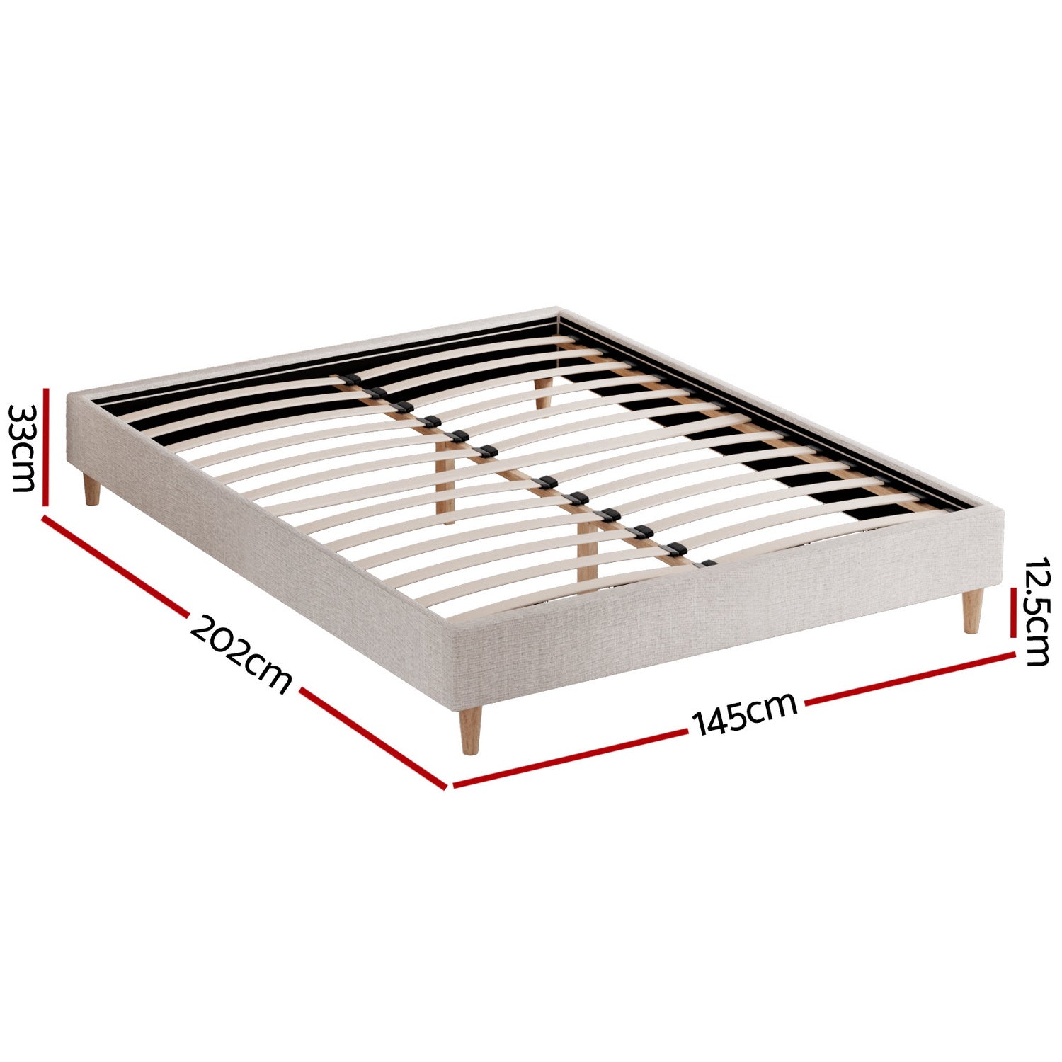 Zora Premium Fabric Bed Frame – Beige – Double