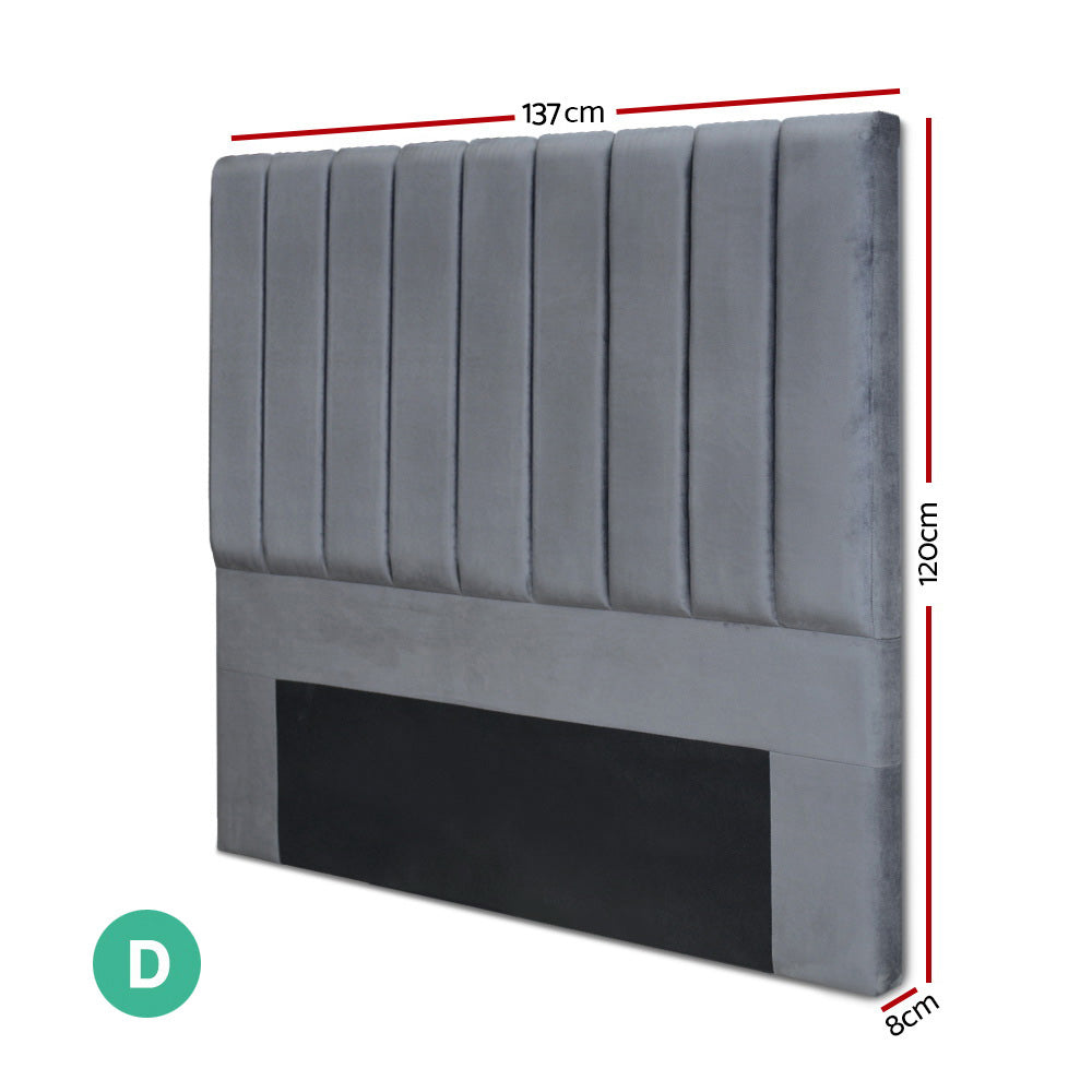 Emery Velvet Bed Head – Grey – Double