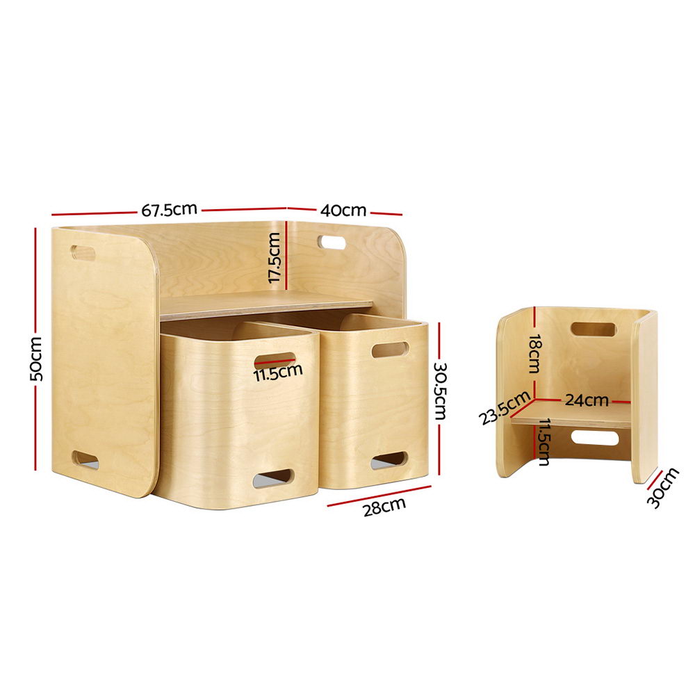 Arlo Kids Table and Chairs Set – Natural – 3 Piece