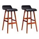 Artiss Set of 2 PU Leather Wood Wave Style Bar Stool - Black