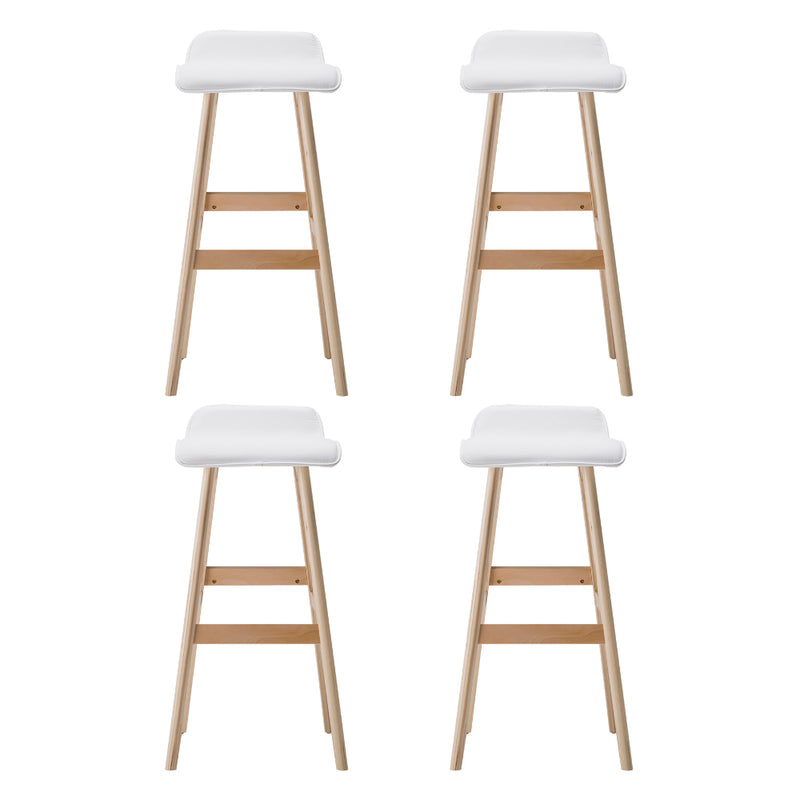 4 x Wooden Bar Stools – Classic White