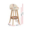 Set of 2 - Leather Backrest Bar Stools - Beige