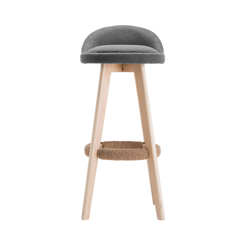 Set of 2 - Fabric Backrest Bar Stools - Grey